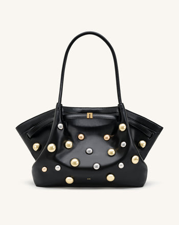 Hana Große Tote Bag mit Nieten - Tiefschwarz
