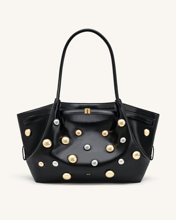 Hana Große Tote Bag mit Nieten - Tiefschwarz