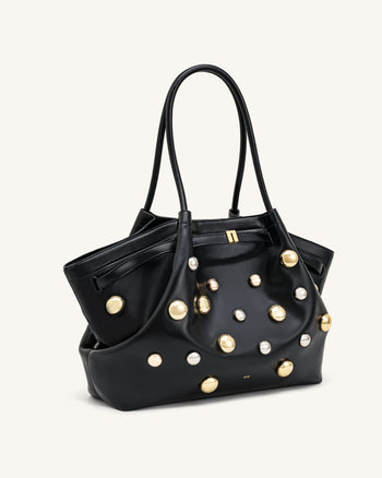 Hana Große Tote Bag mit Nieten - Tiefschwarz