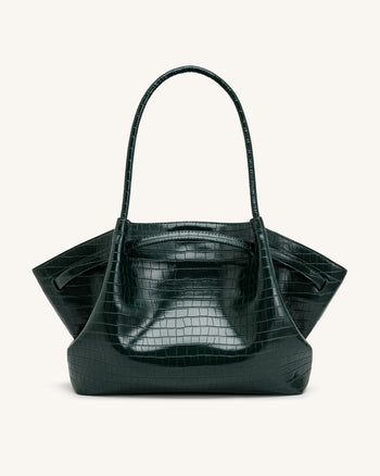Hana Große Tote Bag - Grüne Kroko-Optik