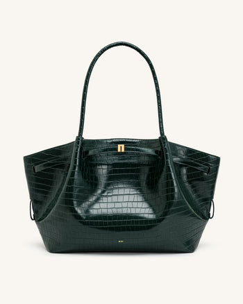 Hana Große Tote Bag - Grüne Kroko-Optik