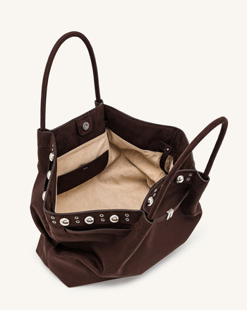 Hana Große Tote Bag aus Wildlederimitat - Tiefbraun