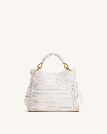 Lucia Klassische Henkeltasche - Off-White Kroko