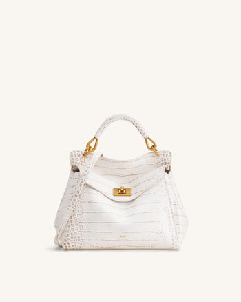 Lucia Klassische Henkeltasche - Off-White Kroko