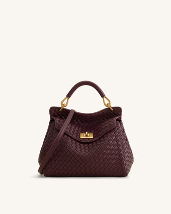 Lucia Klassische Gewebte Henkeltasche - Dunkelburgunder