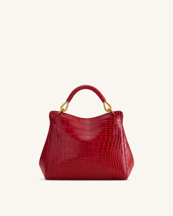 Lucia Klassische Henkeltasche - Burgunder-Krokoprägung