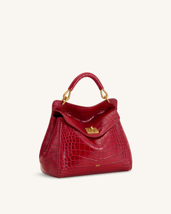 Lucia Klassische Henkeltasche - Burgunder-Krokoprägung