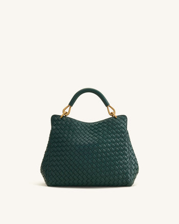 Lucia Klassische Gewebte Henkeltasche - Tannengrün