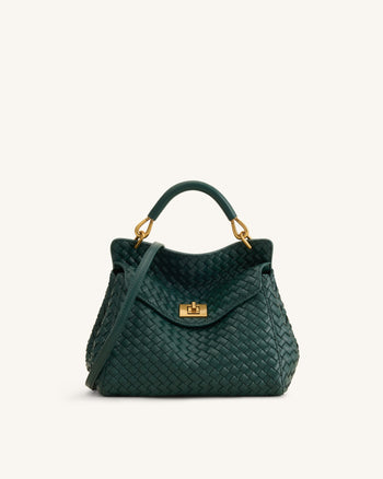 Lucia Klassische Gewebte Henkeltasche - Tannengrün