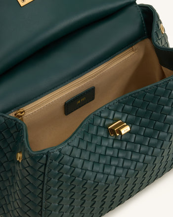 Lucia Klassische Gewebte Henkeltasche - Tannengrün