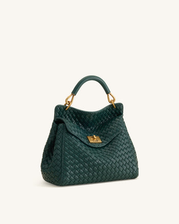Lucia Klassische Gewebte Henkeltasche - Tannengrün