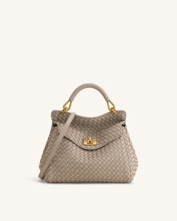 Lucia Klassische Gewebte Henkeltasche - Schlammgrau