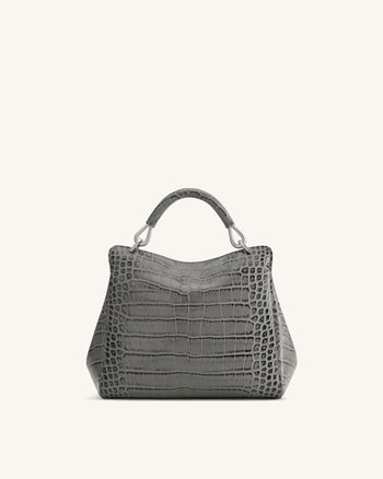 Lucia Klassische Henkeltasche - Grau-Krokoprägung