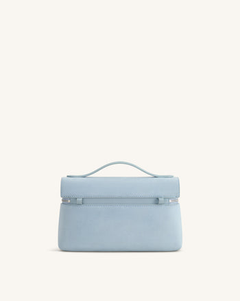 Thea Henkeltasche aus Wildlederimitat - Hellblau
