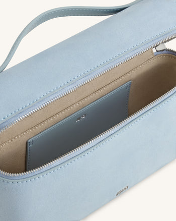 Thea Henkeltasche aus Wildlederimitat - Hellblau
