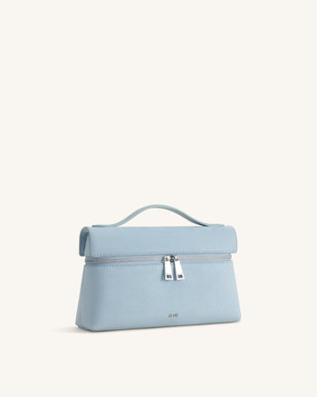 Thea Henkeltasche aus Wildlederimitat - Hellblau