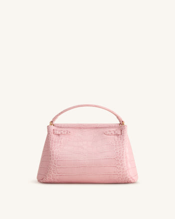 Carmen Henkeltasche - Pinke Kroko-Optik