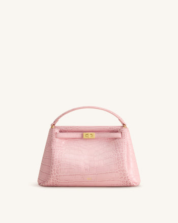 Carmen Henkeltasche - Pinke Kroko-Optik