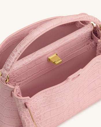Carmen Henkeltasche - Pinke Kroko-Optik
