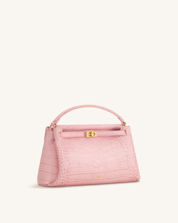 Carmen Henkeltasche - Pinke Kroko-Optik