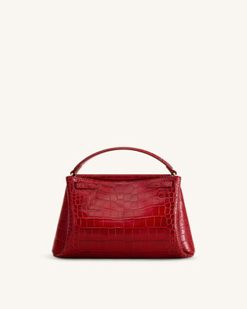 Carmen Henkeltasche - Dunkelburgunder-Kroko-Optik