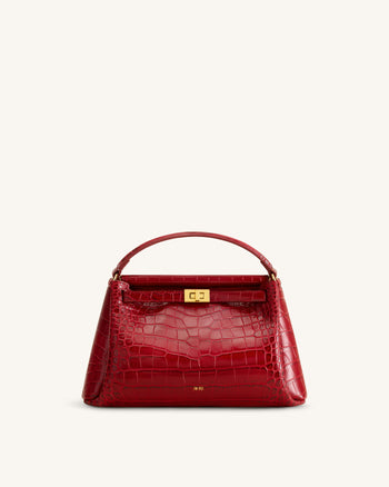 Carmen Henkeltasche - Dunkelburgunder-Kroko-Optik