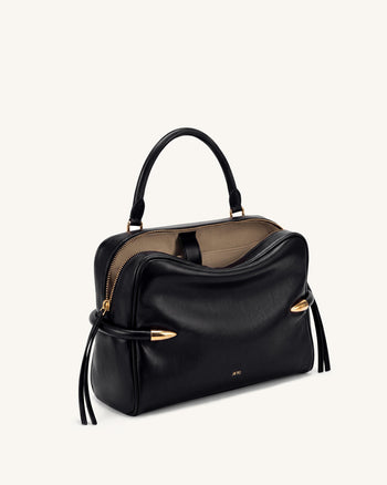 Callie Schultertasche mit Stoßzahn-Detail - Schwarz