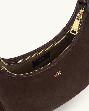 Sharon Umhängetasche aus Kunstwildleder - Kaffeabraun