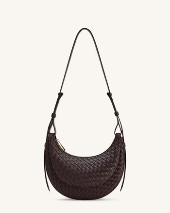 Sharon Gewebte Umhängetasche - Kaffeabraun