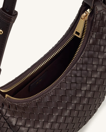 Sharon Gewebte Umhängetasche - Kaffeabraun