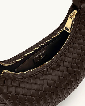 Sharon Gewebte Umhängetasche - Kaffeabraun