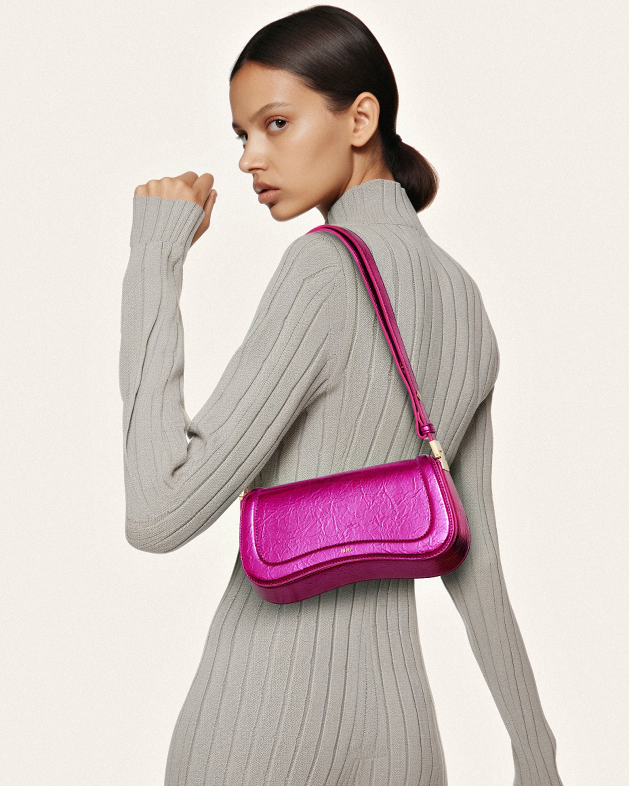 Joy Metallische Schultertasche - Rotviolett