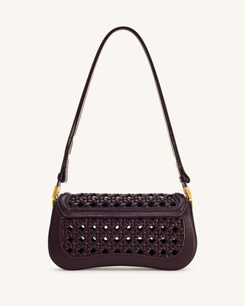 Joy Geflochtene Schultertasche – Dunkelrot