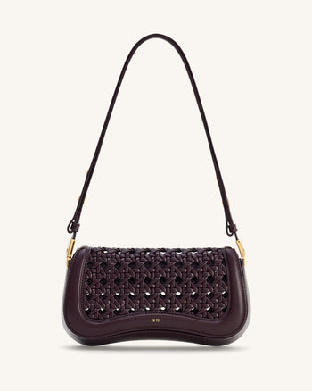 Joy Geflochtene Schultertasche – Dunkelrot