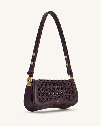 Joy Geflochtene Schultertasche – Dunkelrot