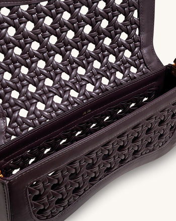 Joy Geflochtene Schultertasche – Dunkelrot