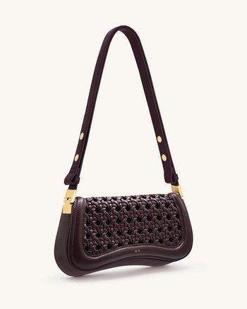 Joy Geflochtene Schultertasche – Dunkelrot