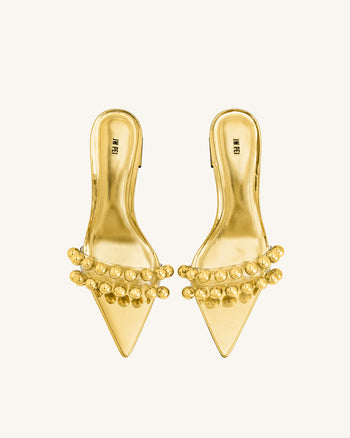 Gianna Mules mit Perlenriemen – Gold