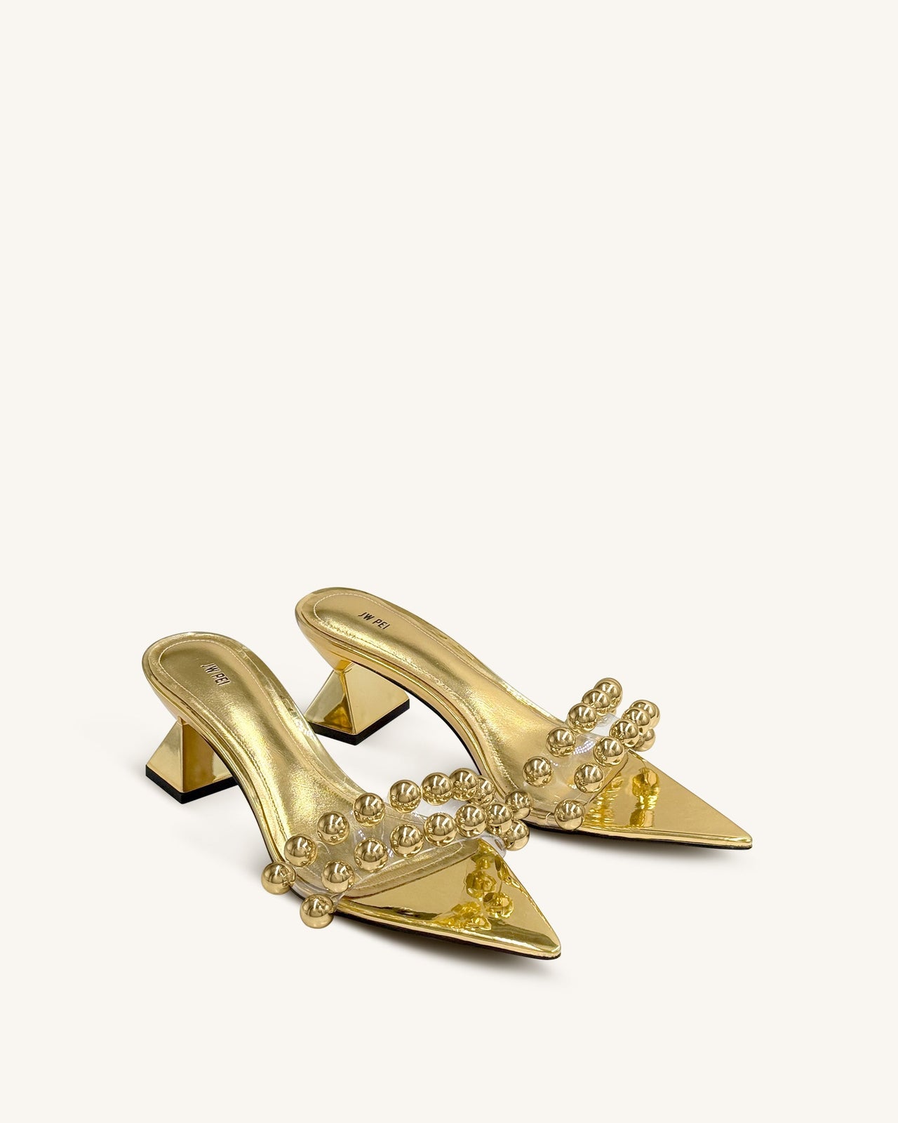 Gianna Mules mit Perlenriemen – Gold