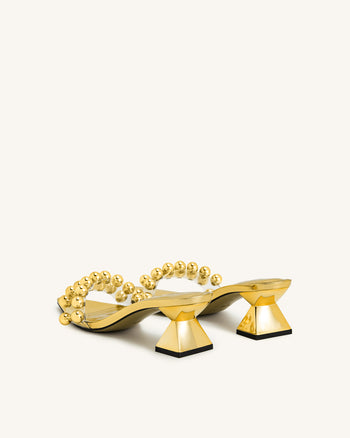 Gianna Mules mit Perlenriemen – Gold