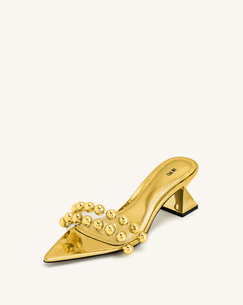 Gianna Mules mit Perlenriemen – Gold