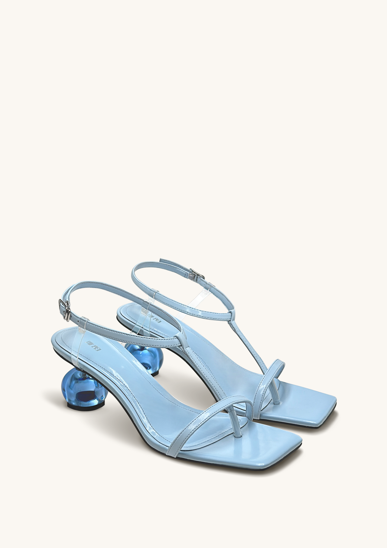Charlotte Riemchensandaletten mit Kugelabsatz – Himmelblau
