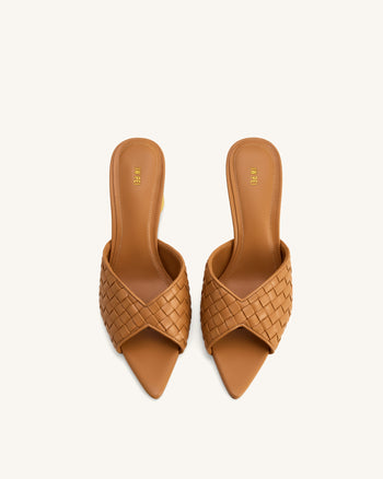 Ellie Geflochtene Kugelabsatz-Mules - Khaki