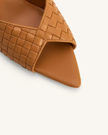 Ellie Geflochtene Kugelabsatz-Mules - Khaki
