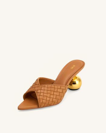 Ellie Geflochtene Kugelabsatz-Mules - Khaki