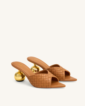 Ellie Geflochtene Kugelabsatz-Mules - Khaki