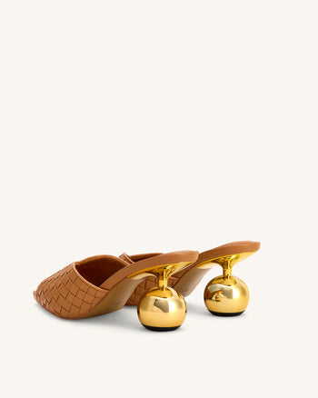 Ellie Geflochtene Kugelabsatz-Mules - Khaki