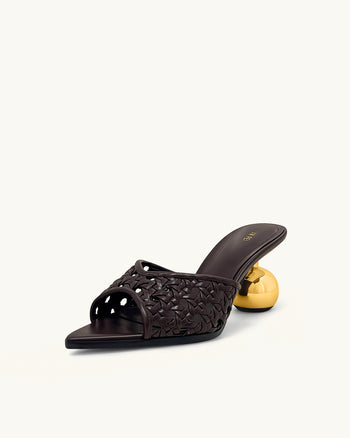 Ellie Gewebte Kugelabsatz-Mules - Tiefes Bordeaux