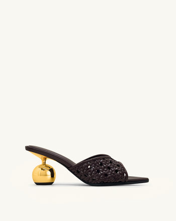 Ellie Gewebte Kugelabsatz-Mules - Tiefes Bordeaux