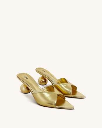 Ellie Mules mit Kugelabsatz - Gold